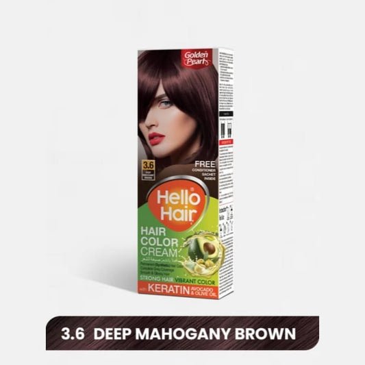 Golden Pearl Hello Hair Hair Color Cream 3.6 Deep Mahogany Brown