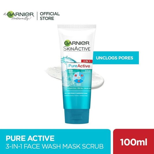 Garnier Pure Active 3 in 1 Wash Scrub Mask 100 ml
