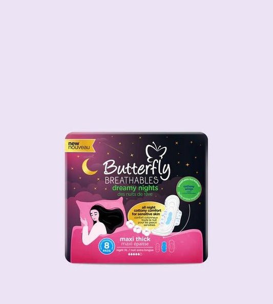 Butterfly Breathables Dreamy Nights Cottony Comfort Maxi Thick 8 Extra Long Pads