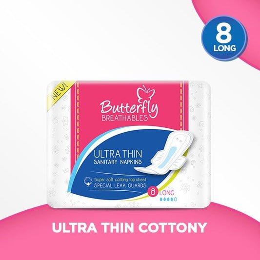 Butterfly Breathables Ultra Thin Sanitary Napkins Long 8 Pads