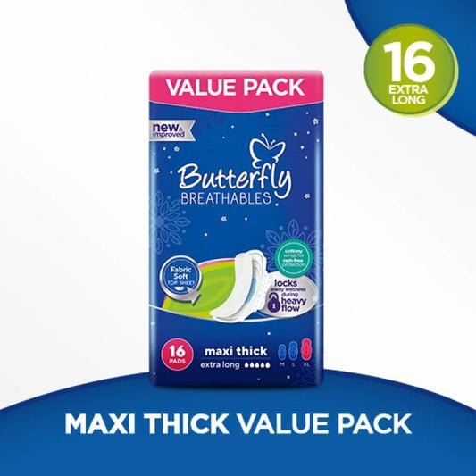 Butterfly Extra Long Maxi Thick Sanitary Napkins 16 XL Long Pads
